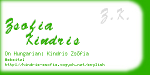 zsofia kindris business card